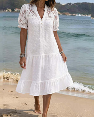 Puff Sleeve Lace Resort Dress