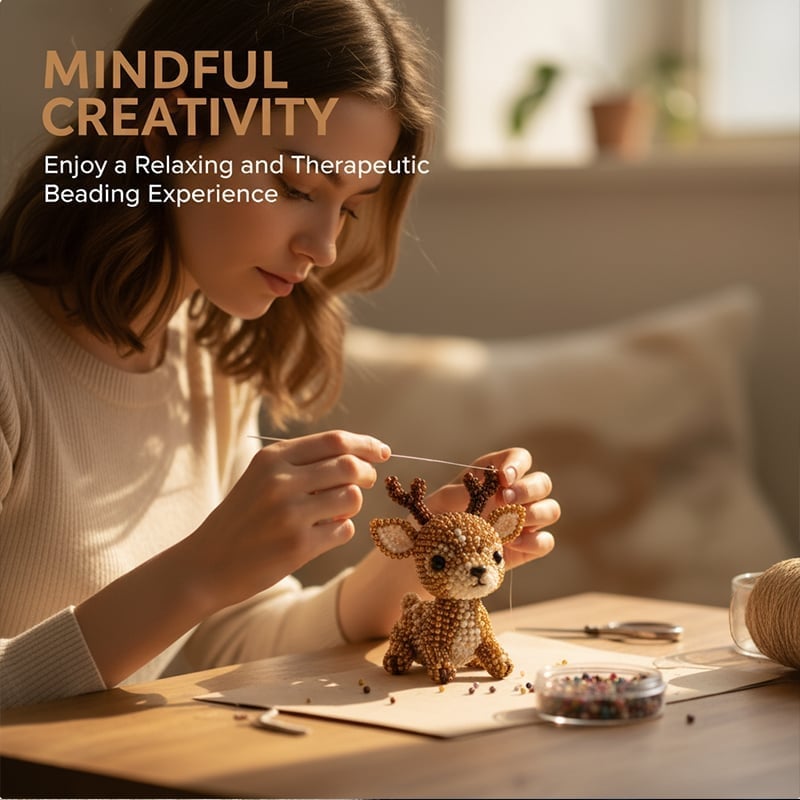 3D Beaded Animal Craft Kit - DIY Miniature Animal Beading Set for Beginners