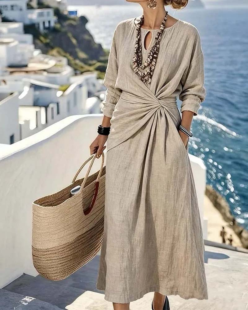 Hollow Out Side Twist Knot Dress