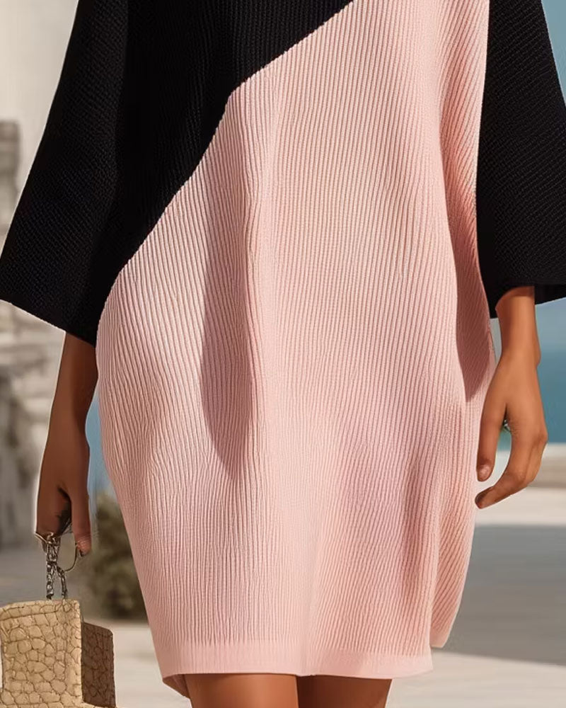 Crewneck Color-Block Shift Dress