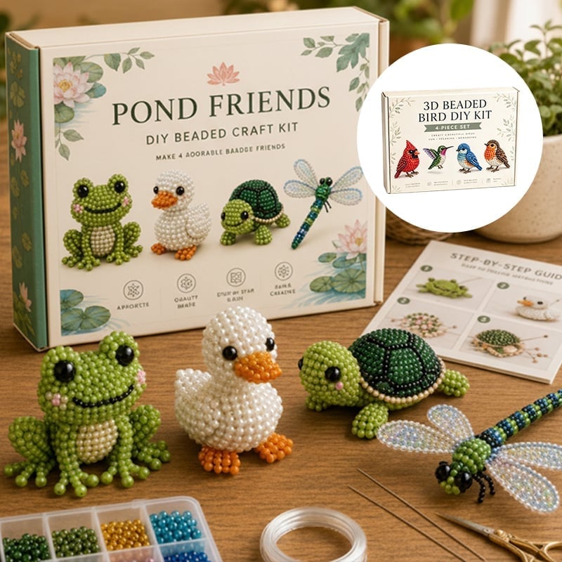 3D Beaded Animal Craft Kit - DIY Miniature Animal Beading Set for Beginners