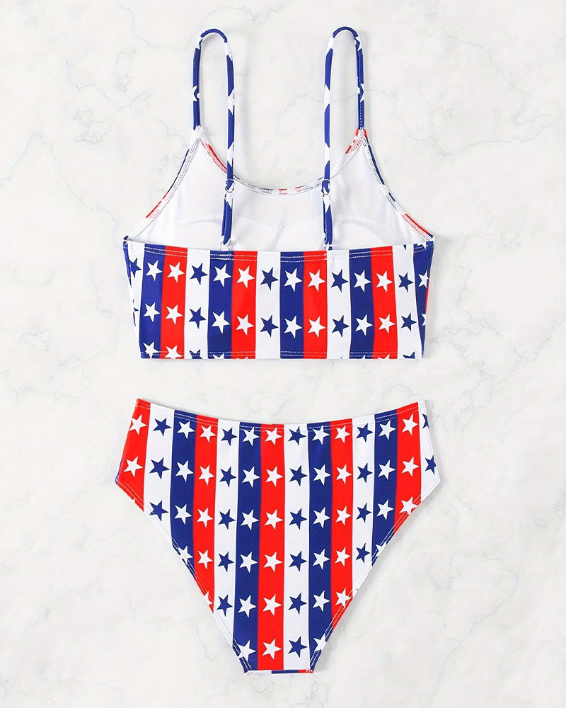 Stars And Stripes Print Bikini