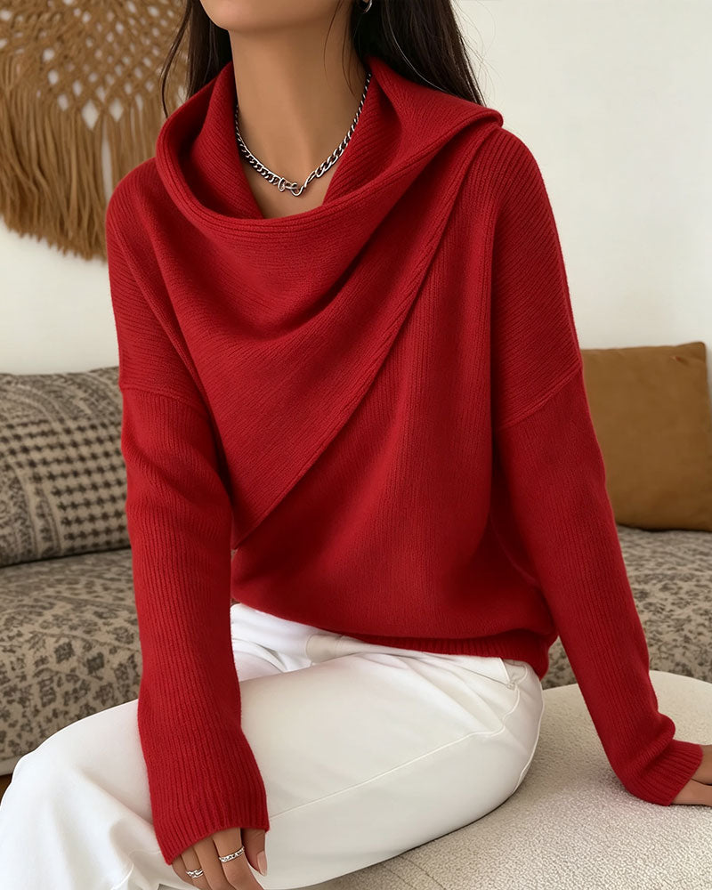 Stylish Mock Neck Long Sleeve Knit Pullover