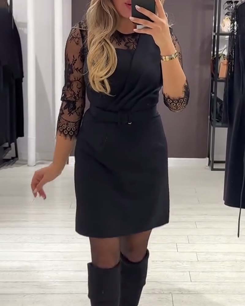 Waist-Cinching Patchwork Dress