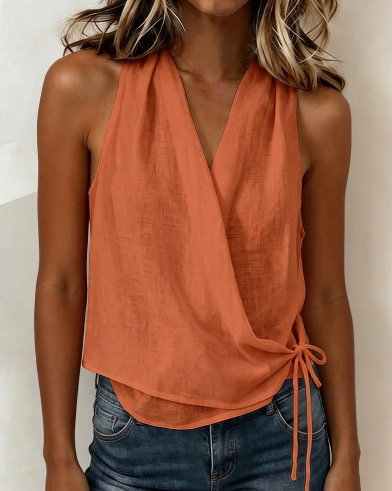 Solid Sleeveless Halter Blouse