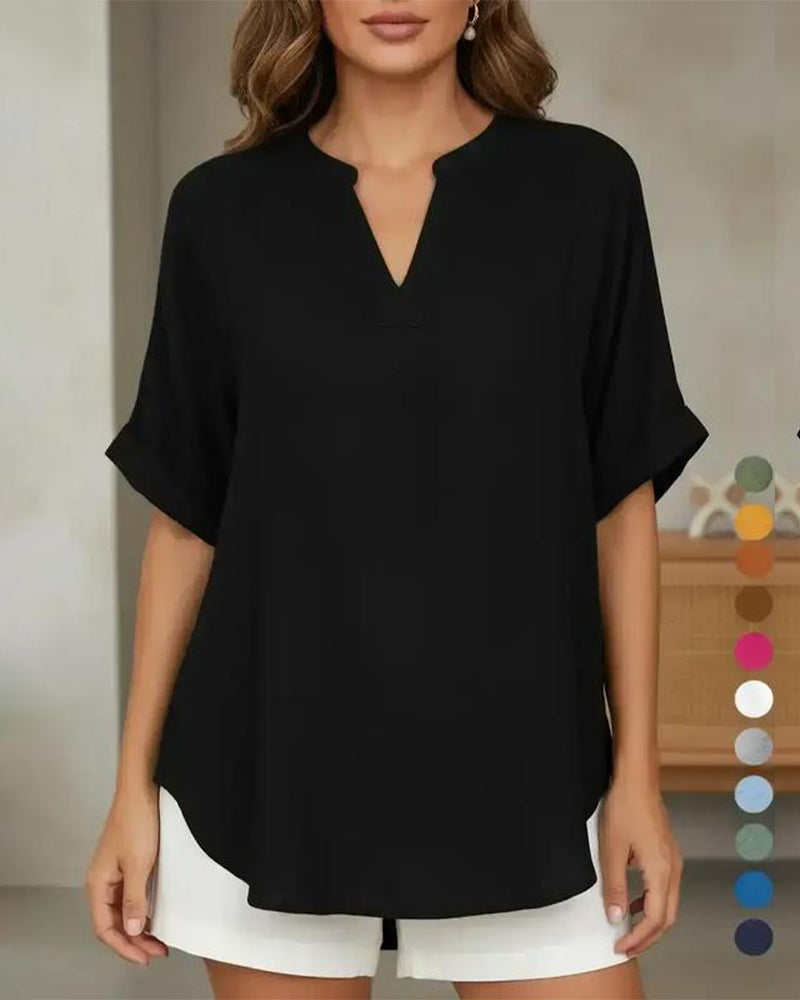 Loose Solid Color Women's Casual Blouse
