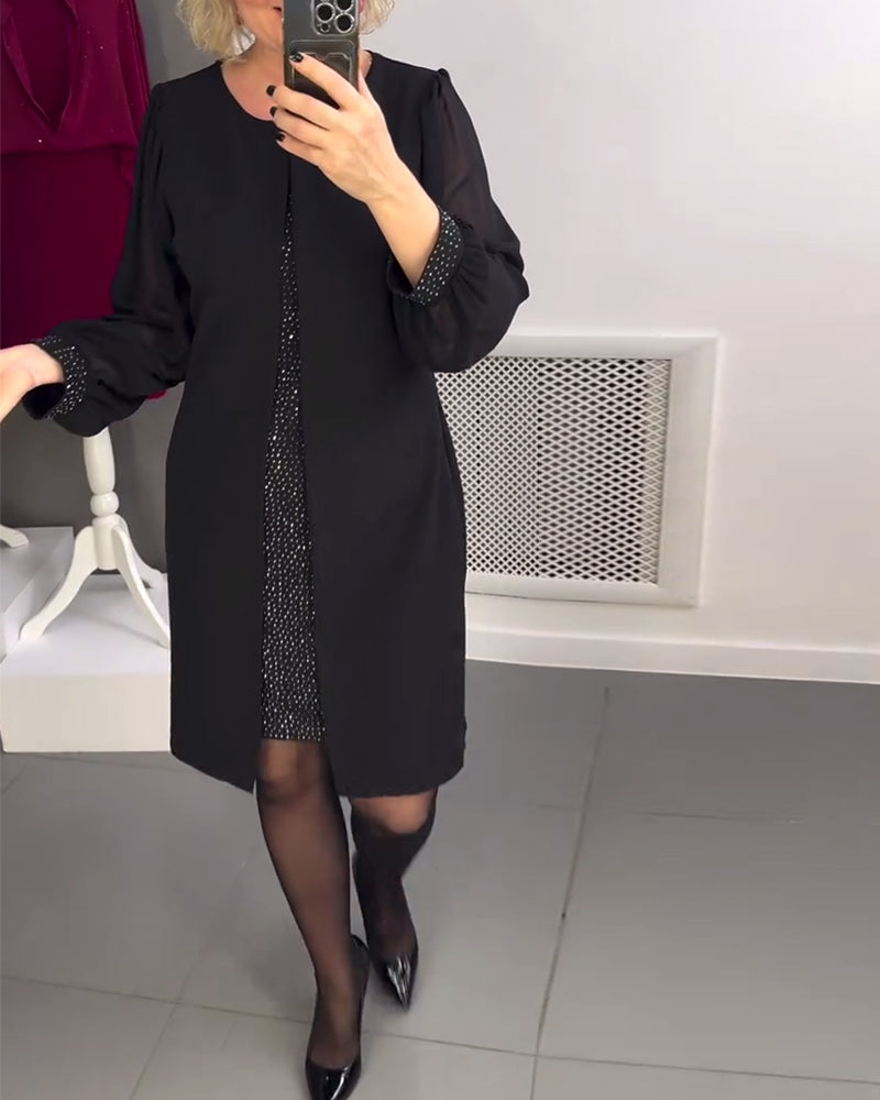 Round Neck Diamond Panel Dress