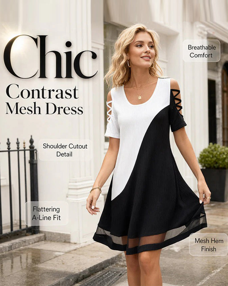 Color Block Short Sleeve Dress