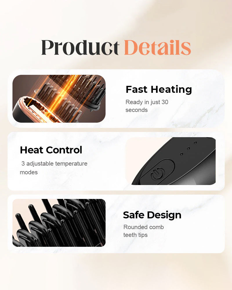 Mini Cordless Hair Straightener Comb