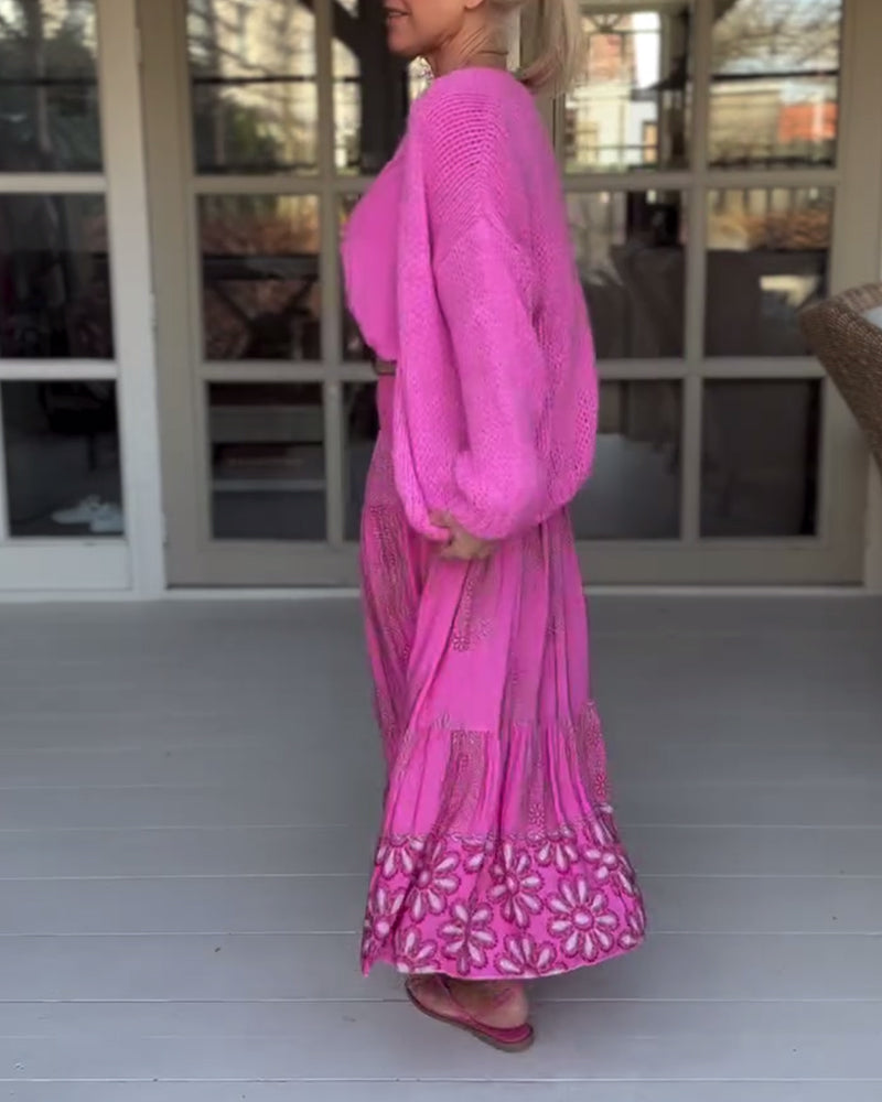 Solid color long sleeve casual cardigan