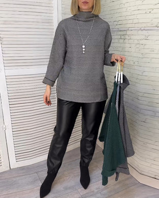 Printed turtleneck casual top