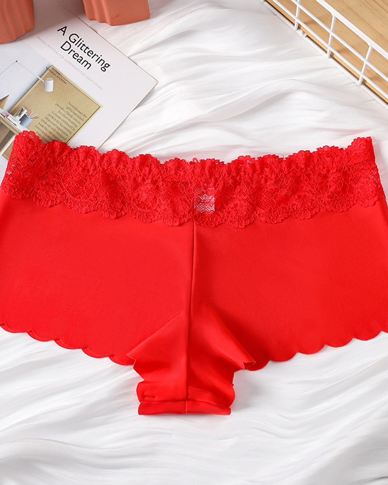 Lace Trim Mid-Rise Panties