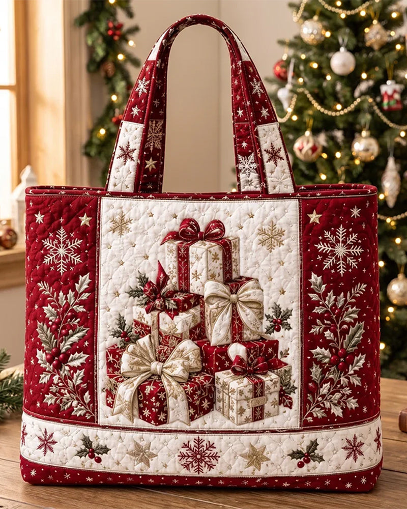 Christmas Tree Snowman Tote Bag