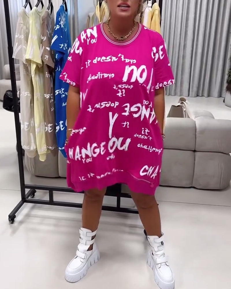 Loose Letter Print Dress