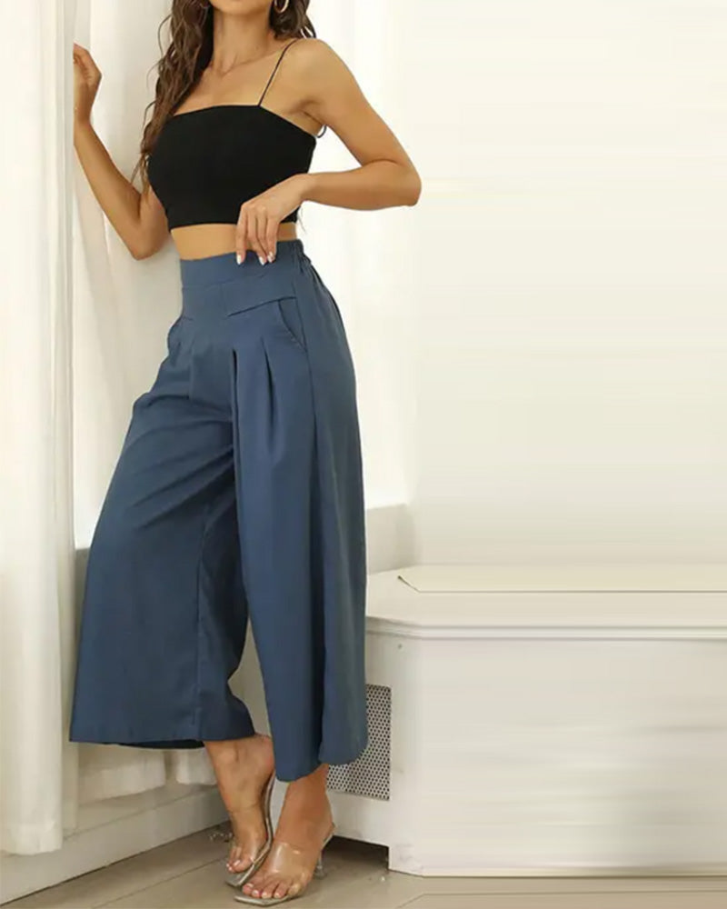 Loose High-Waist Slimming Cropped Pants