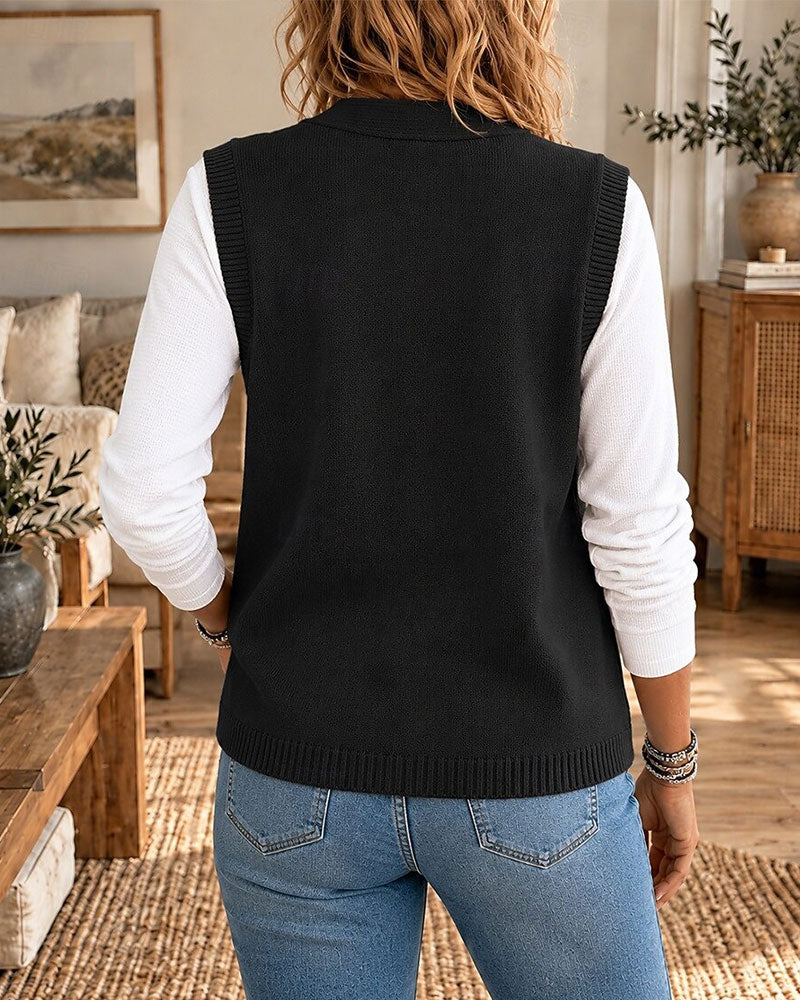 Sleeveless V-Neck Sweater Vest