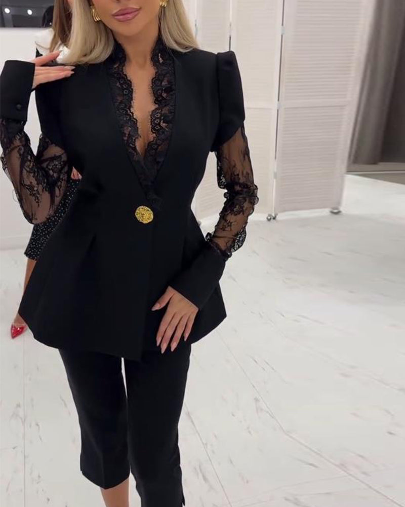 Lace Paneled Blazer