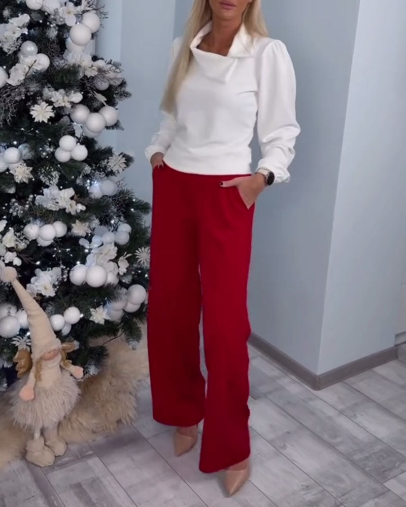 Puff Sleeve Fashionable Long Sleeve Top