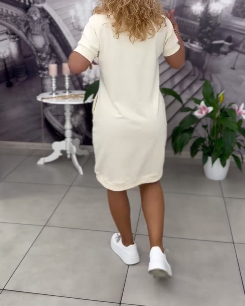 Fashion V-Neck Short-Sleeved Dress