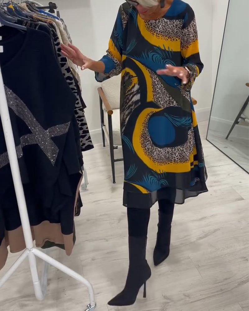 Round Neck Printed Elegant Dress