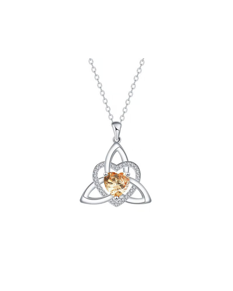 Birthstone Celtic Trinity Knot Heart Necklace✨ Heart Shape Celtic Trinity Knot Birthstone Pendant