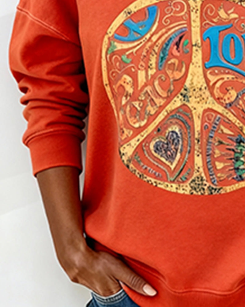 Half Zip Collar Letter Print Sweatshirt