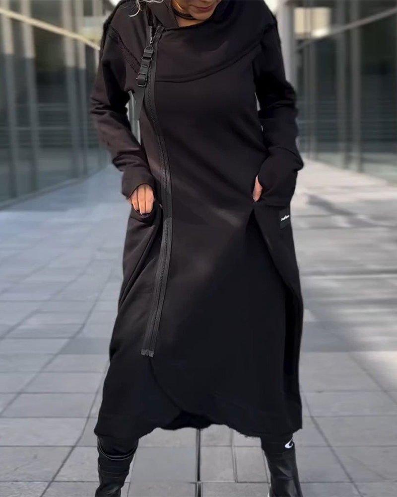 Solid color temperament loose dress