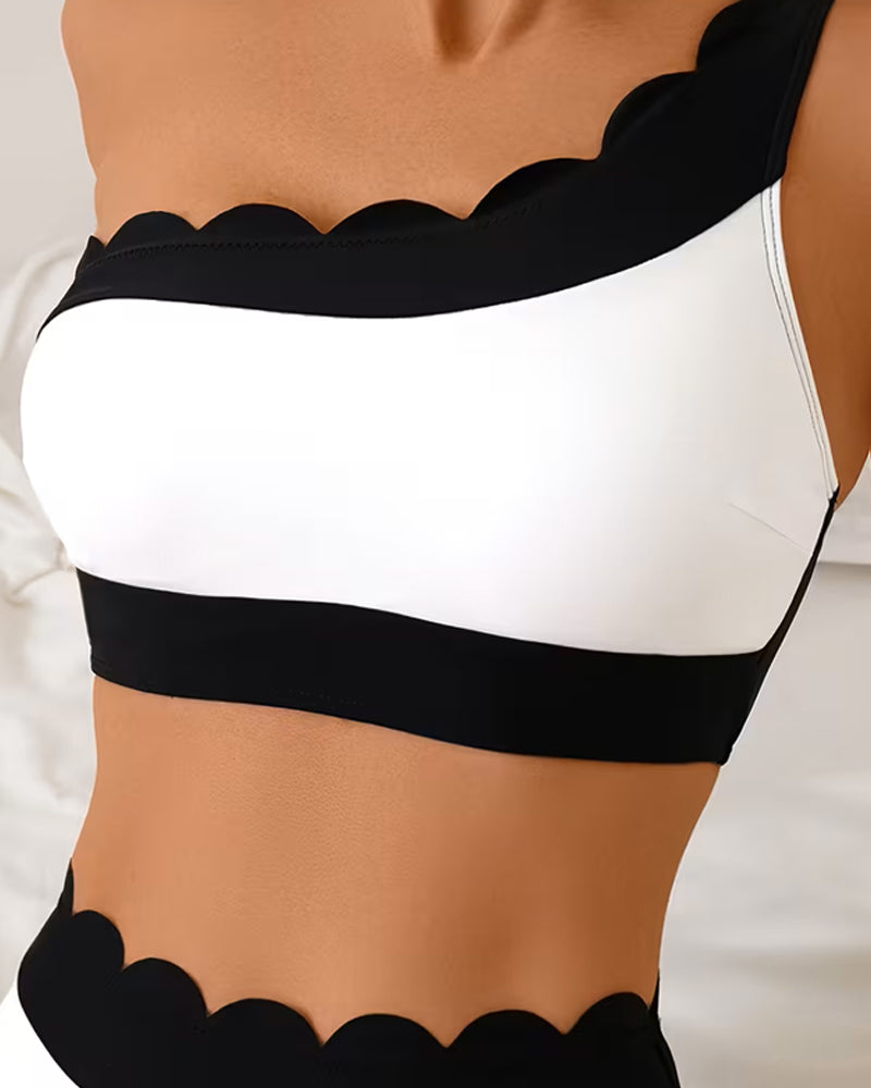 Color-Block Bikini-Style Two-Piece Swimsuit