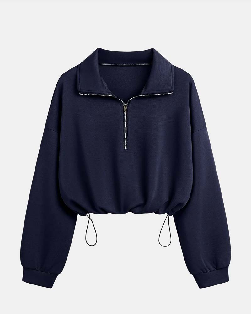 Zip Waist Long Sleeve Sweatshirts