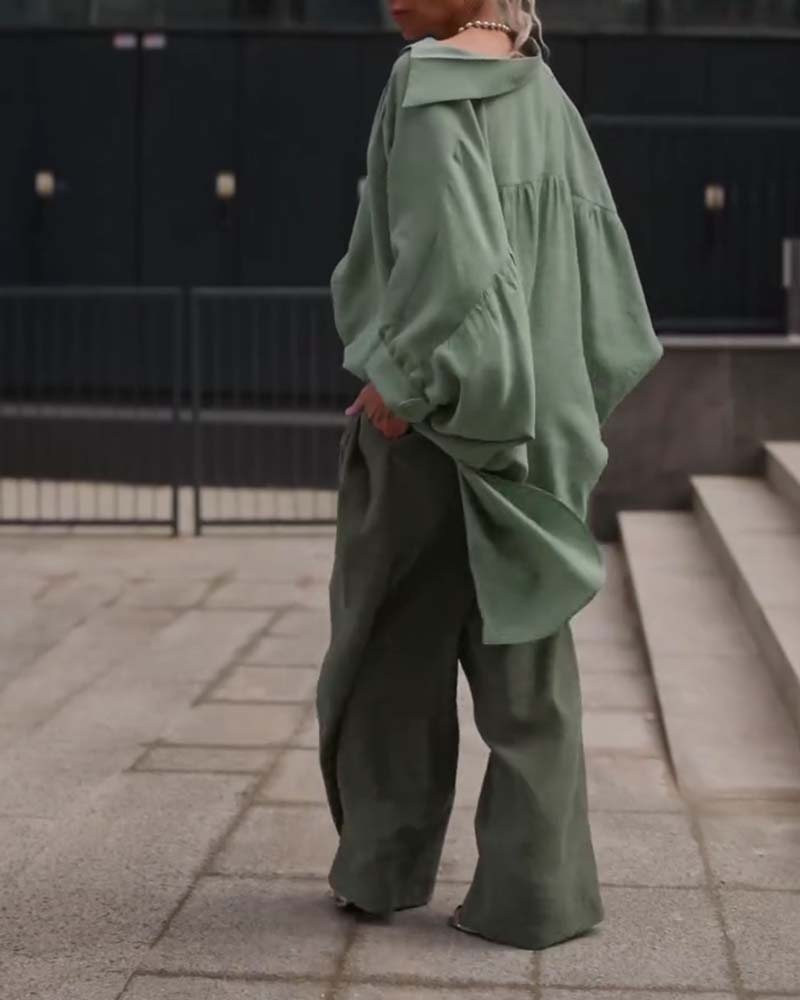 Casual Solid Color Long Sleeve Shirt