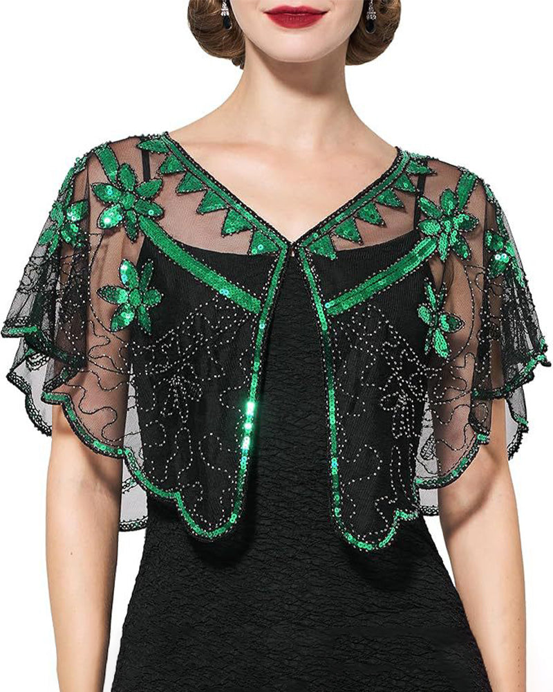 Vintage lace with beads shawl