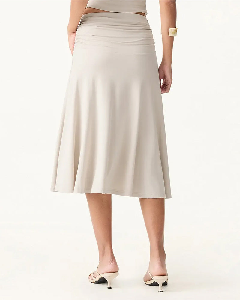 Solid Color Stacked A-Line Skirt
