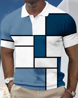 Color Block Waffle Polo Shirt