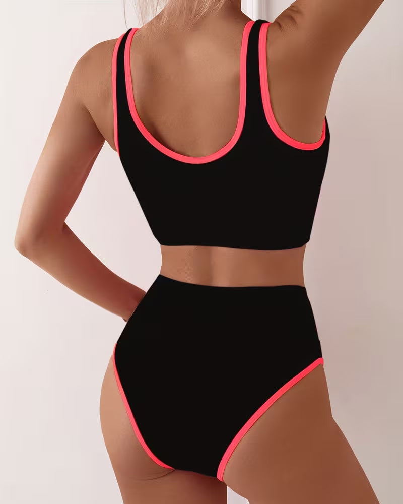 Sports Bra Style Contrast Bikini