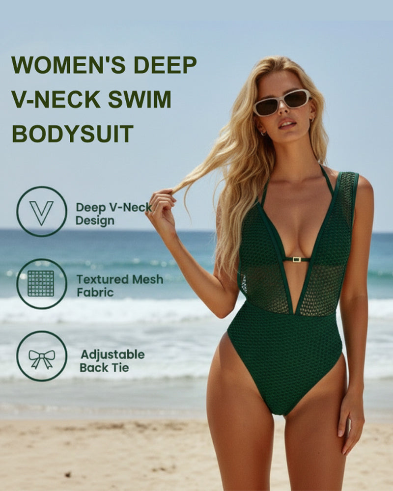 Women's Deep V-Neck One-Piece