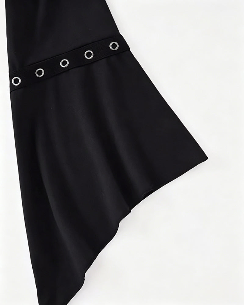 Solid Color Cross Straps Blouse