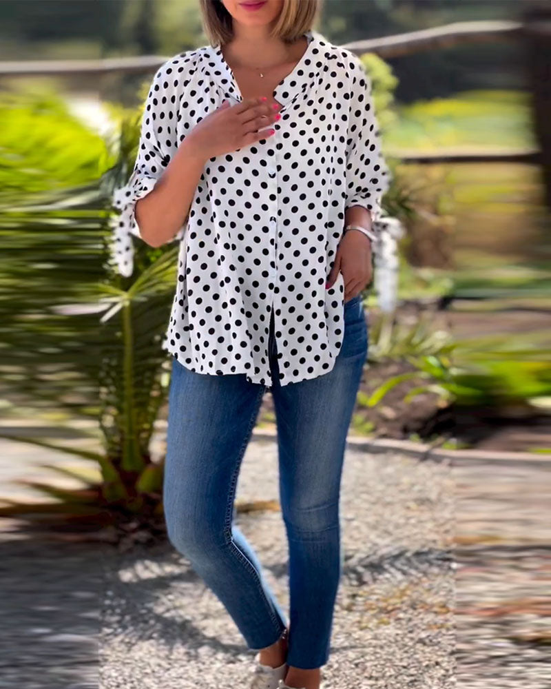Polka Dot Print Half Sleeve Shirt