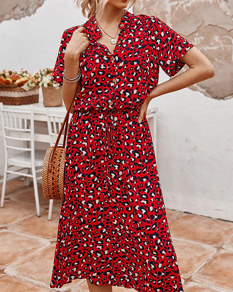 Dot print v-neck dress