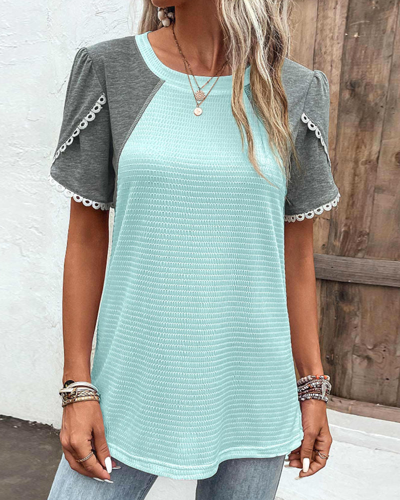 Color Block Round Neck T-shirt