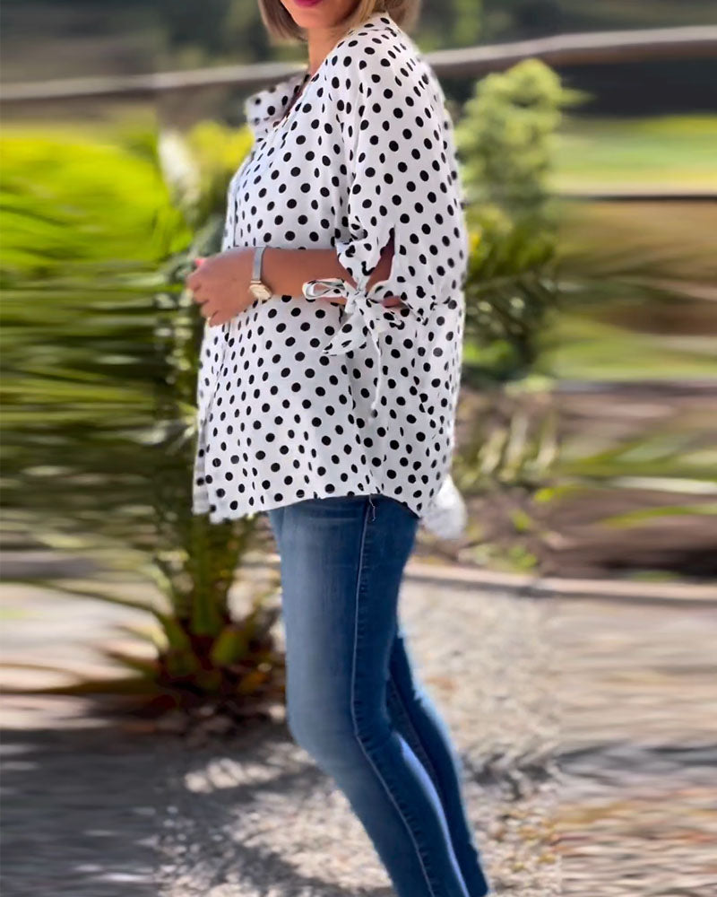 Polka Dot Print Half Sleeve Shirt