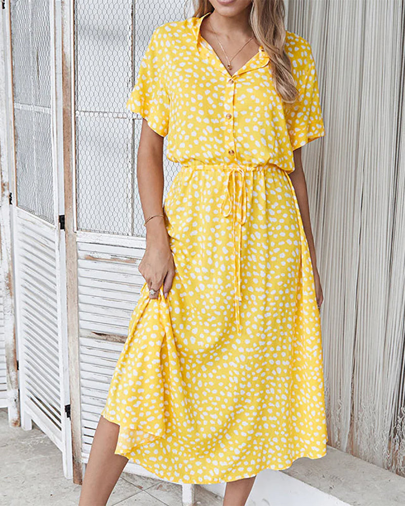 Dot print v-neck dress