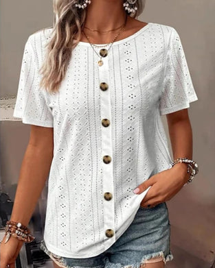 Solid color round neck T-shirt