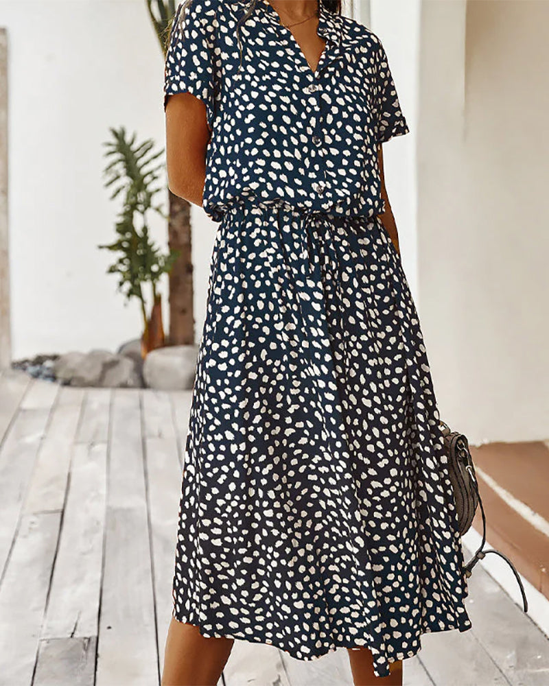 Dot print v-neck dress
