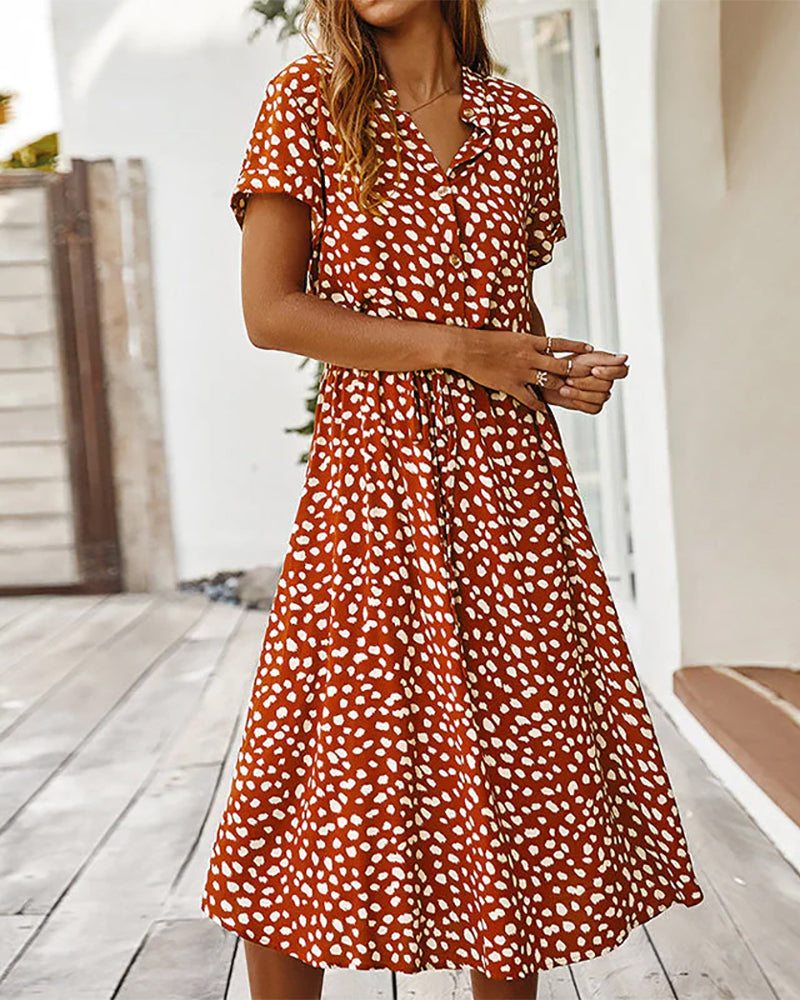 Dot print v-neck dress