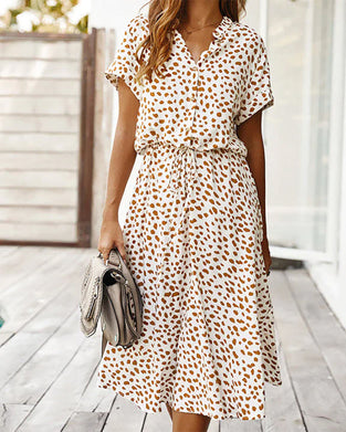 Dot print v-neck dress