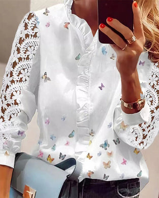 Patchwork Print Lace blouse