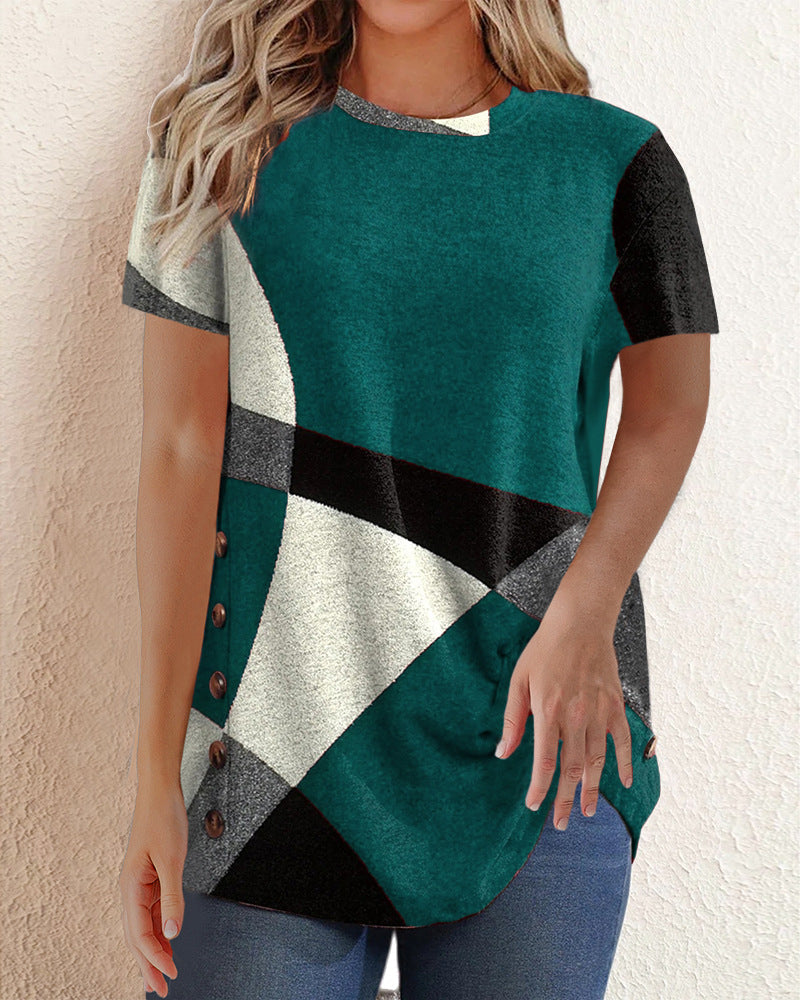 Contrast T-shirt with Geometric Print