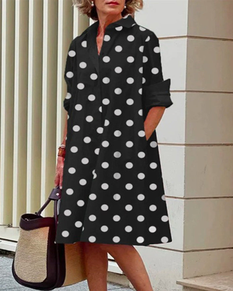 Polka dot print shirt dress