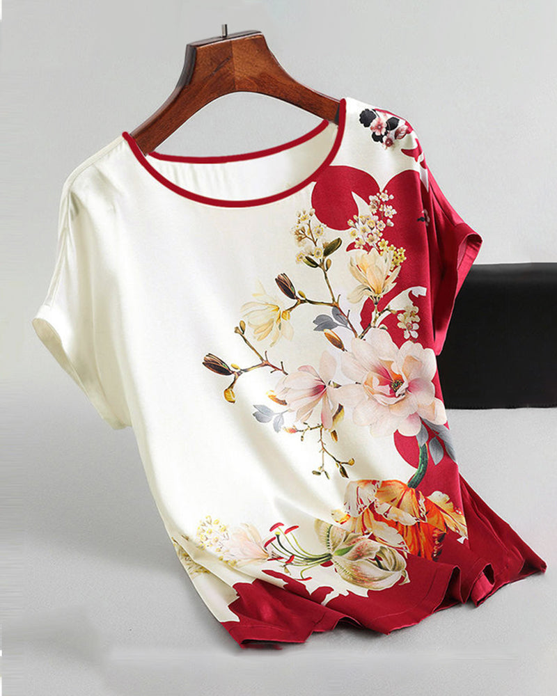 Printed ice silk short-sleeved t-shirt