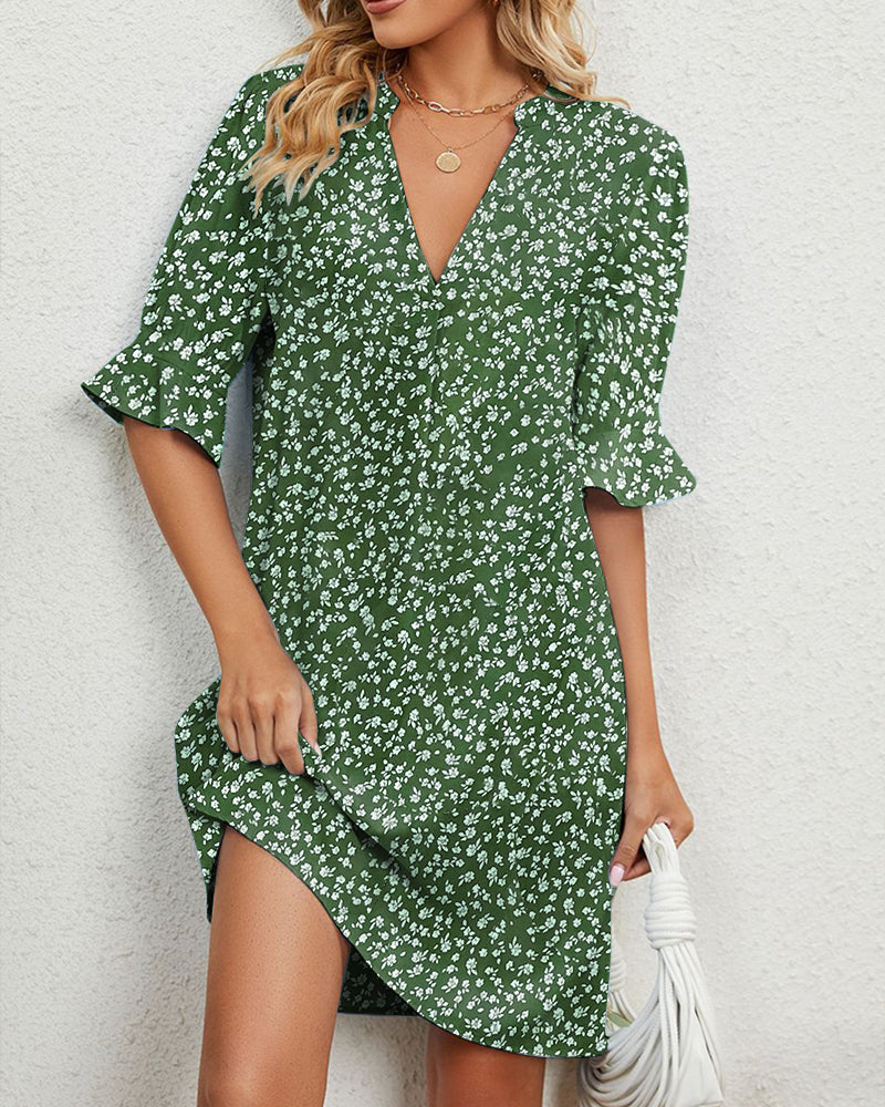 Woman's Green Floral Dress